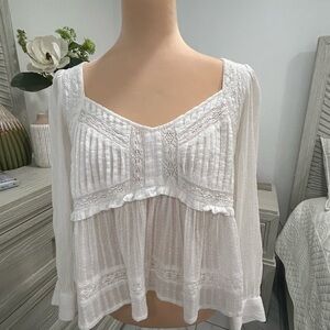 American Eagle Outfitters White Lace Blouse New Without Tags